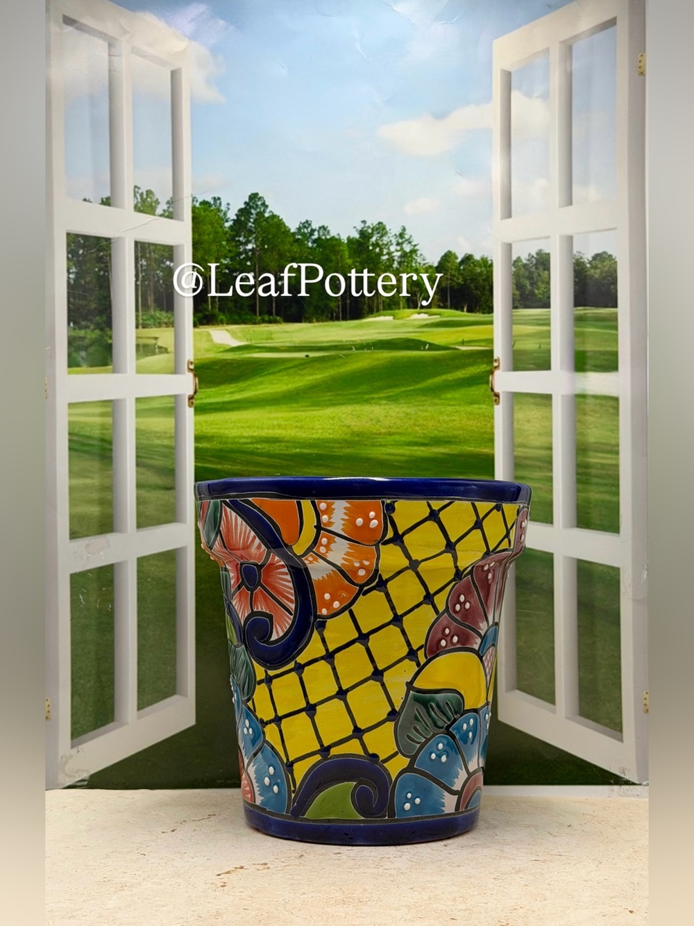 Hand Painted Talavera Planter with Drainage Hole - Picture 7 of 11